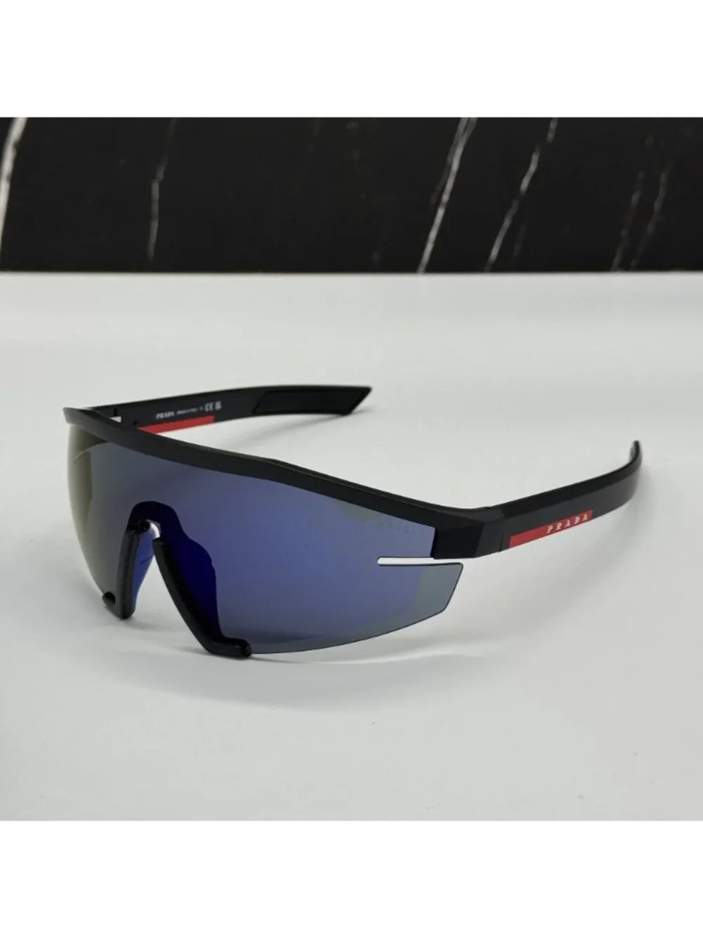 Prada Linea Rossa PS03ZS 1BO05U Men Black Blue Sport Sunglasses Authentic NEW